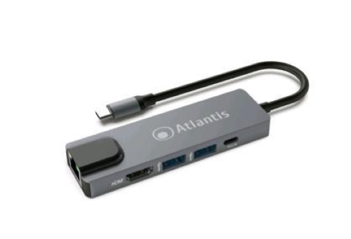 ATLANTIS Mini Docking STATION Type-C HDMI1.4 1xPORTA Gigabit 2xPORTE USB3.0 1xPORTA Type-c PD 1920x1080/60Hz Cavo 18 CM